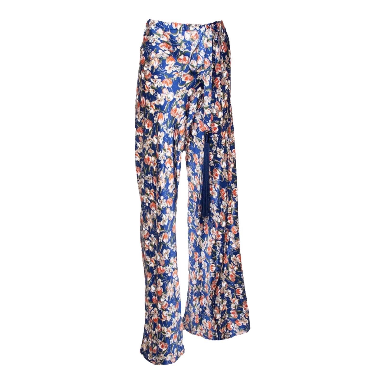 NEW Roberto Cavalli Signature Floral Print Silk Pants Trousers Lounge Suit Set  3