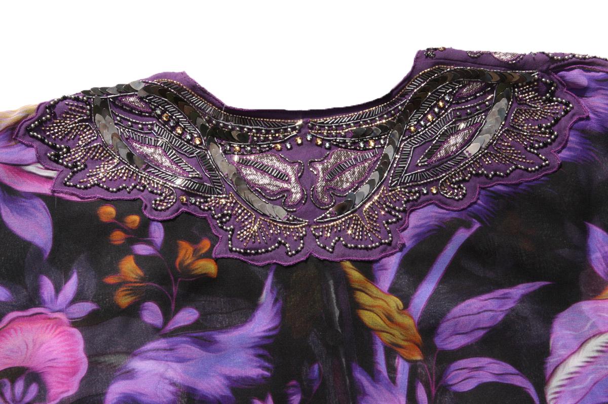 New ROBERTO CAVALLI Silk Beads Sequin Embellished Kimono Caftan Dress It. 46 For Sale 1
