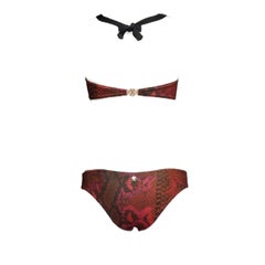 NEW Roberto Cavalli Snakeskin Animal Print Bikini Swimwear XS