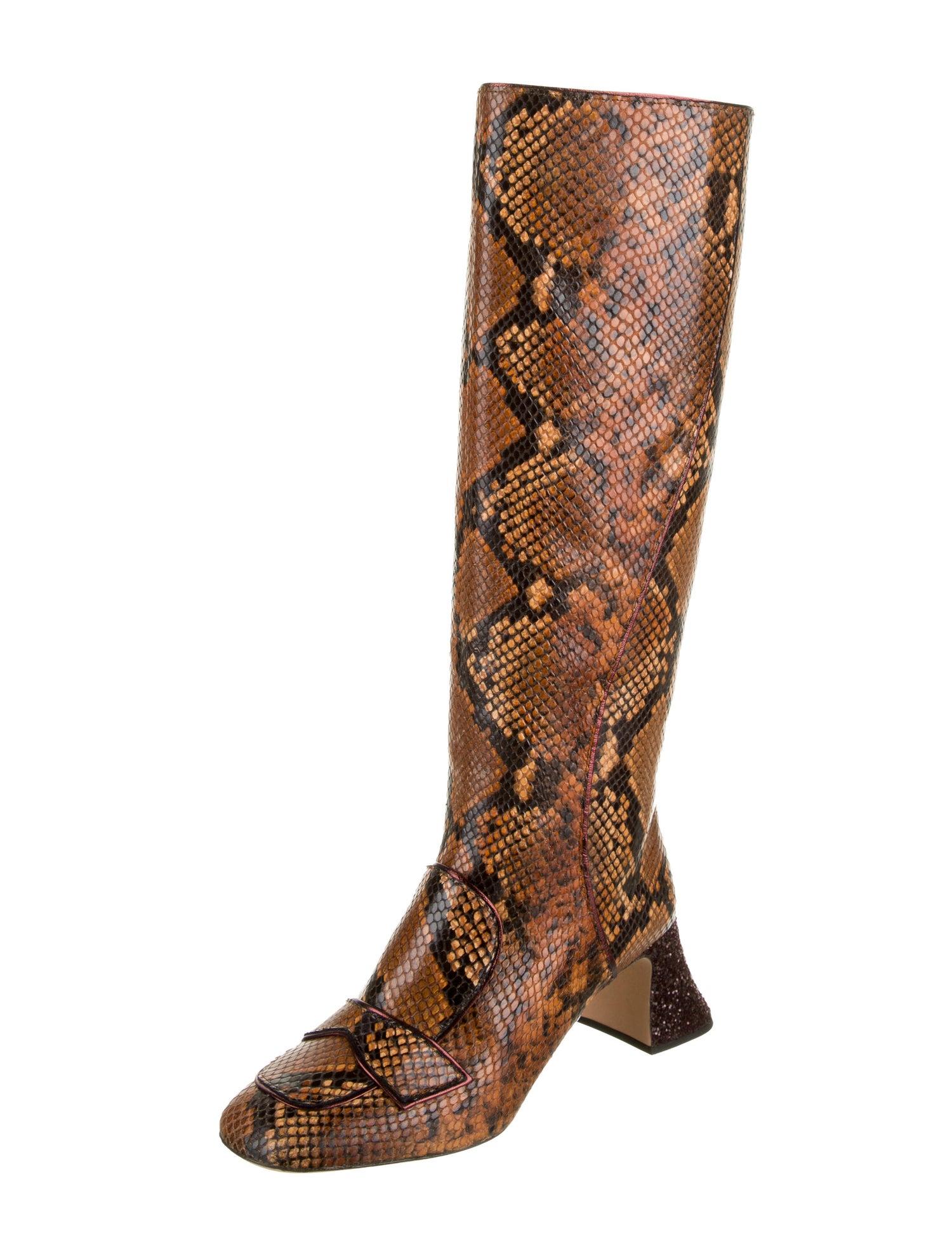 New Rochas Python Crystal Pascal Boots F/W 2018 Size 38 2