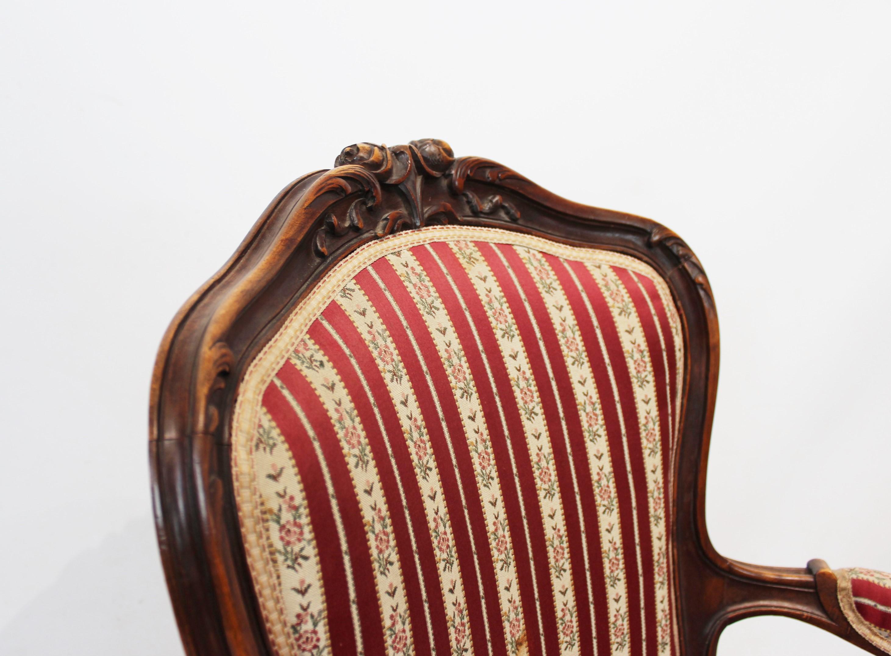 striped fabric armchair