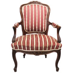 Poltrona rococò di Wood Wood con intagli, 1890