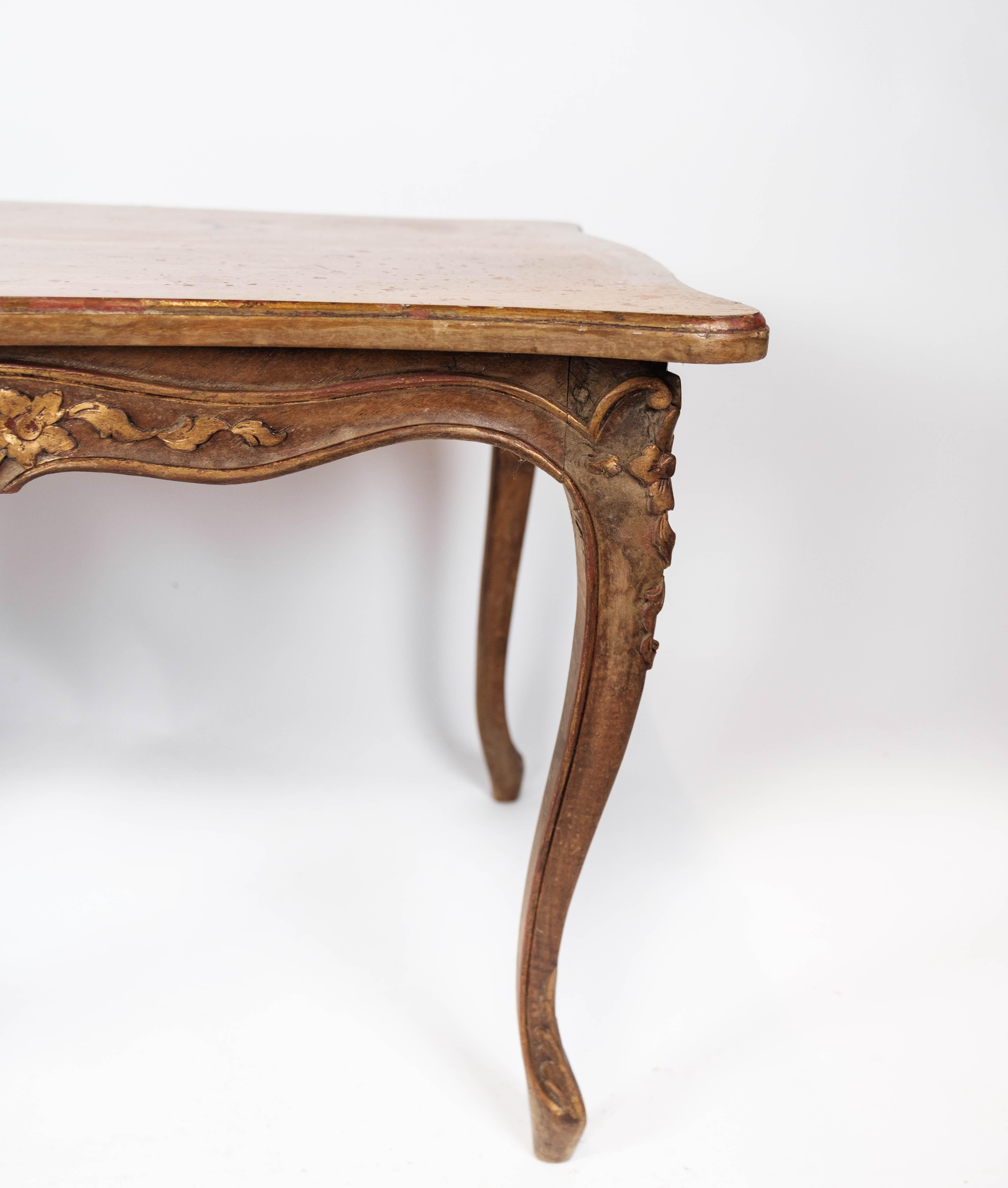 Danish New Rococo Coffee Table of Light Walnut Decorated with Carvings, 1930s