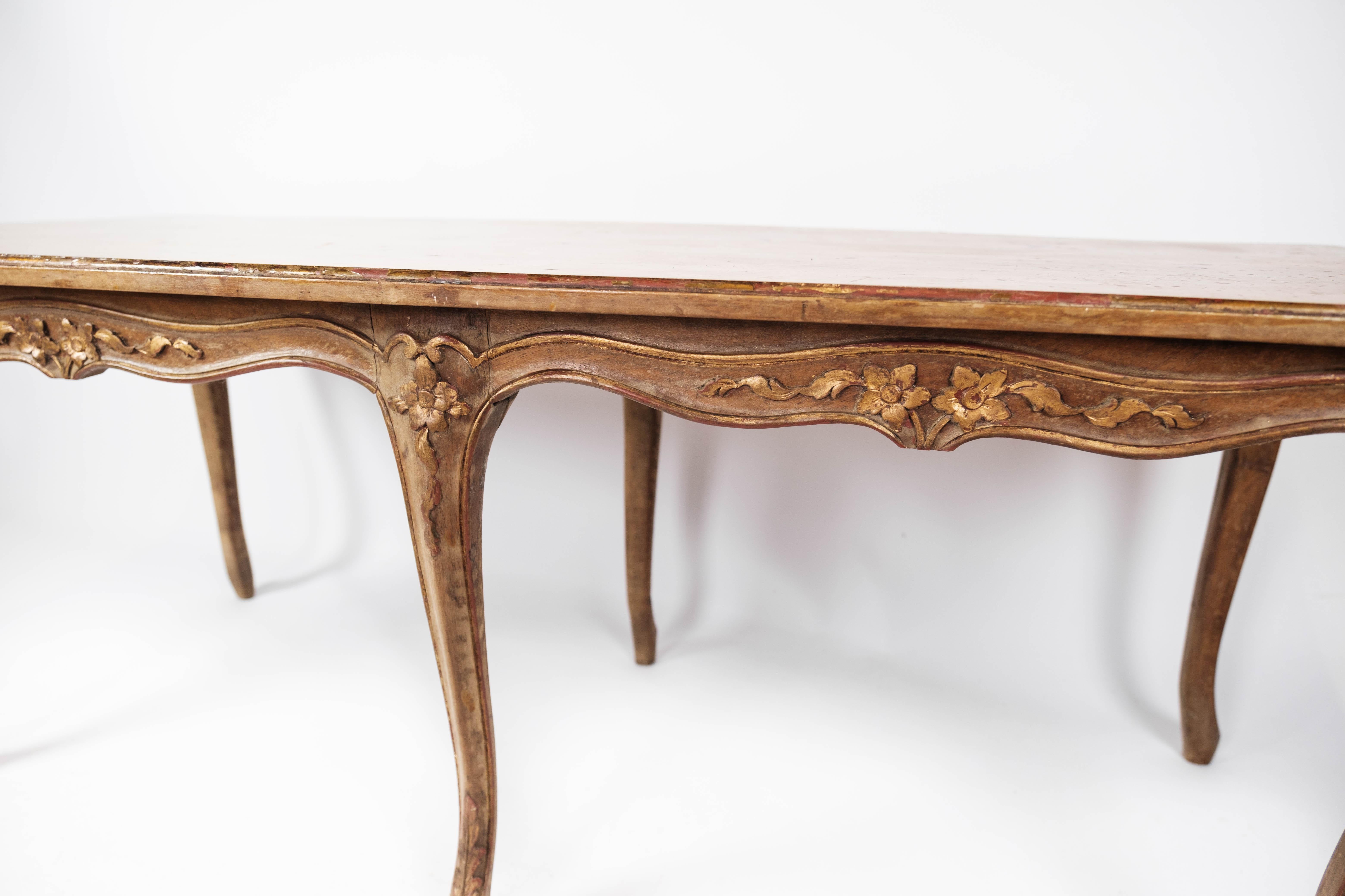 Gilt New Rococo Coffee Table of Light Walnut Decorated with Carvings, 1930s