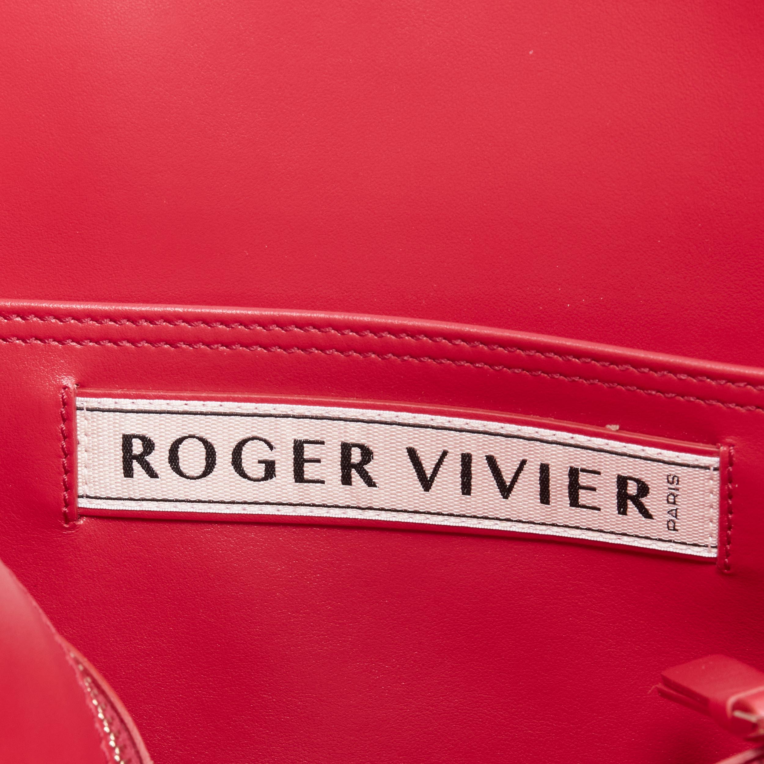 new ROGER VIVIER 2021 Call me Viv red canvas leather trim RV shopper tote bag 4