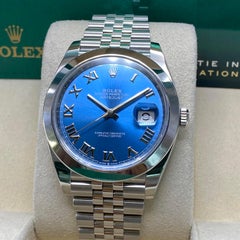 New Rolex Datejust 126300 Jubilee Steel Blue Roman Dial Automatic Watch B&P