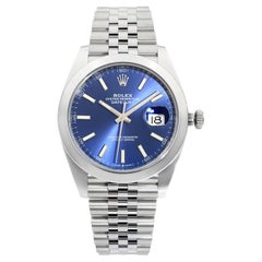Rolex Montre Datejust 126300 Jubilee avec cadran romain bleu et cadran automatique, état neuf