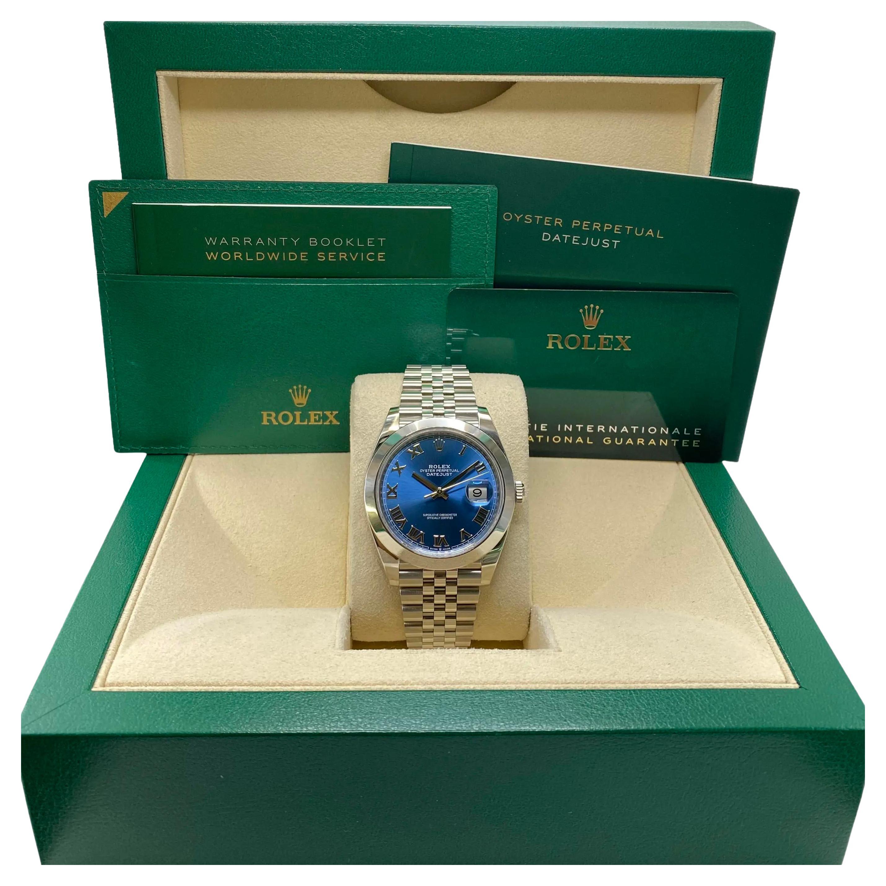 Rolex Montre Datejust 126300 Jubilee avec cadran romain bleu et cadran automatique, état neuf