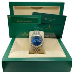 Rolex Montre Datejust 126300 Jubilee avec cadran romain bleu et cadran automatique, état neuf