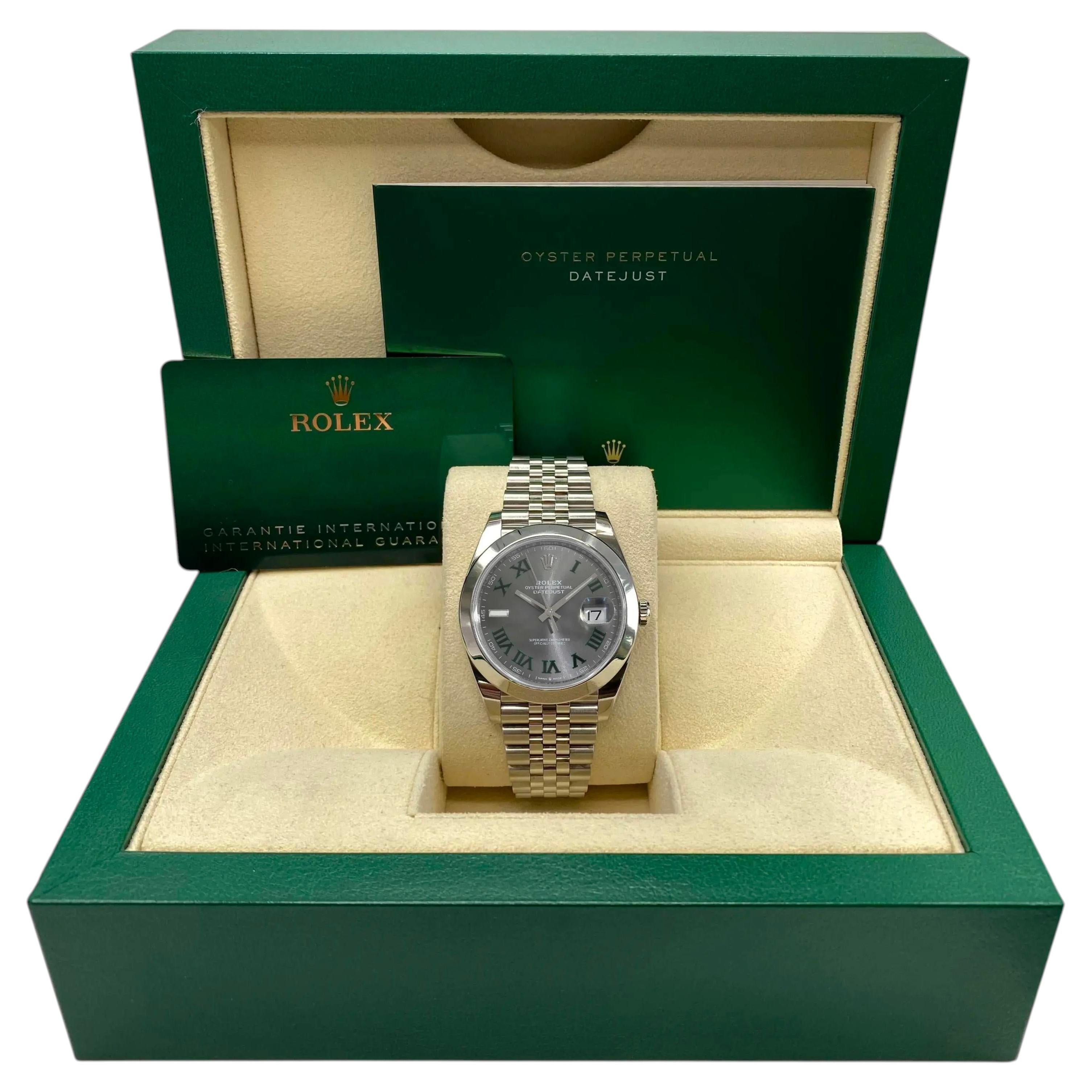 NUOVO orologio Rolex Datejust 126300 Jubilee in acciaio con quadrante Wimbledon, automatico, B&P