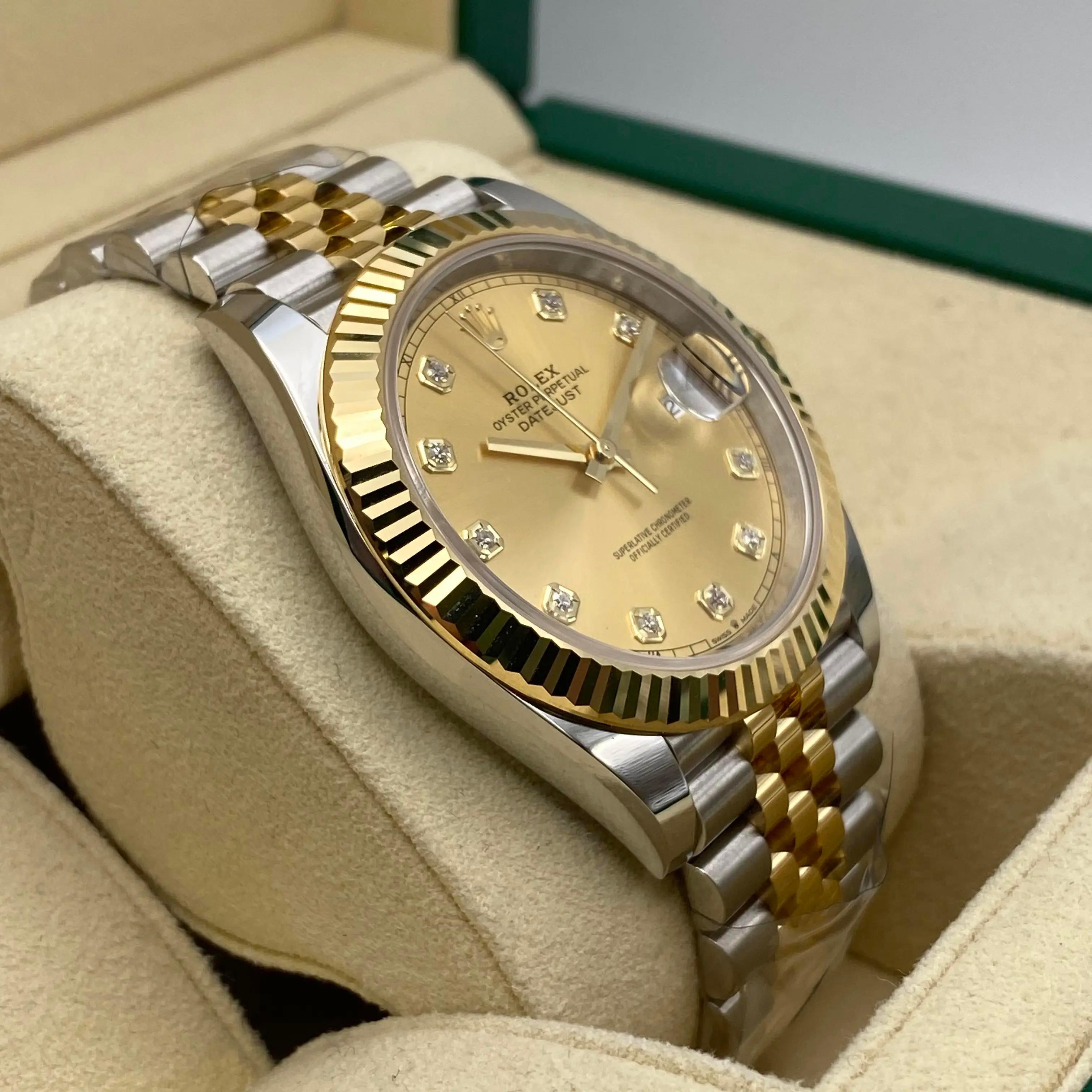 NEW Rolex Datejust 41 Yellow Gold Steel Champagne Diamond Dial Watch 126333 B&P For Sale 1