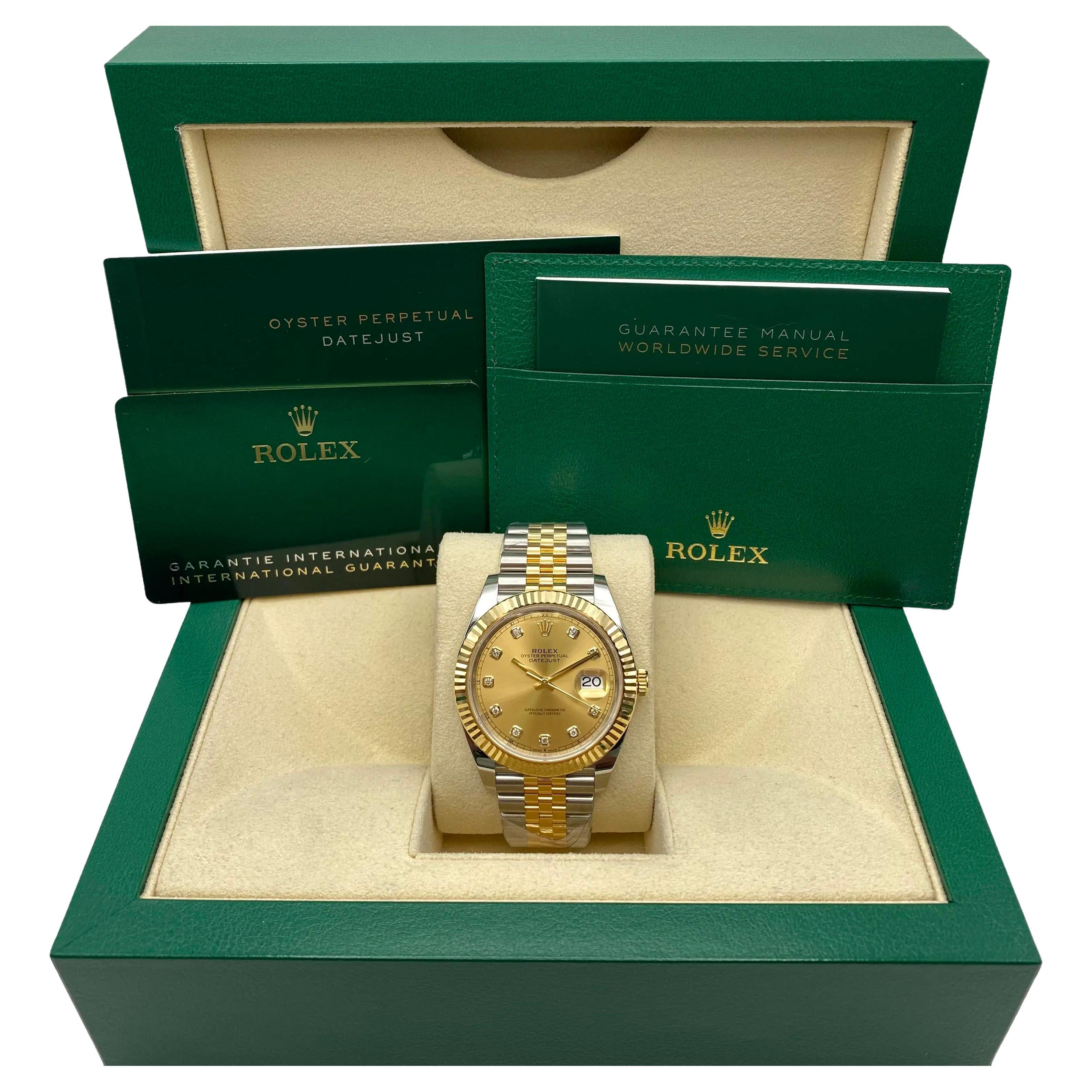 NEW Rolex Datejust 41 Yellow Gold Steel Champagne Diamond Dial Watch 126333 B&P