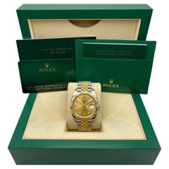 NUEVO Reloj Rolex Datejust 41 Oro Amarillo Acero Champán Esfera Diamante 126333 B&P