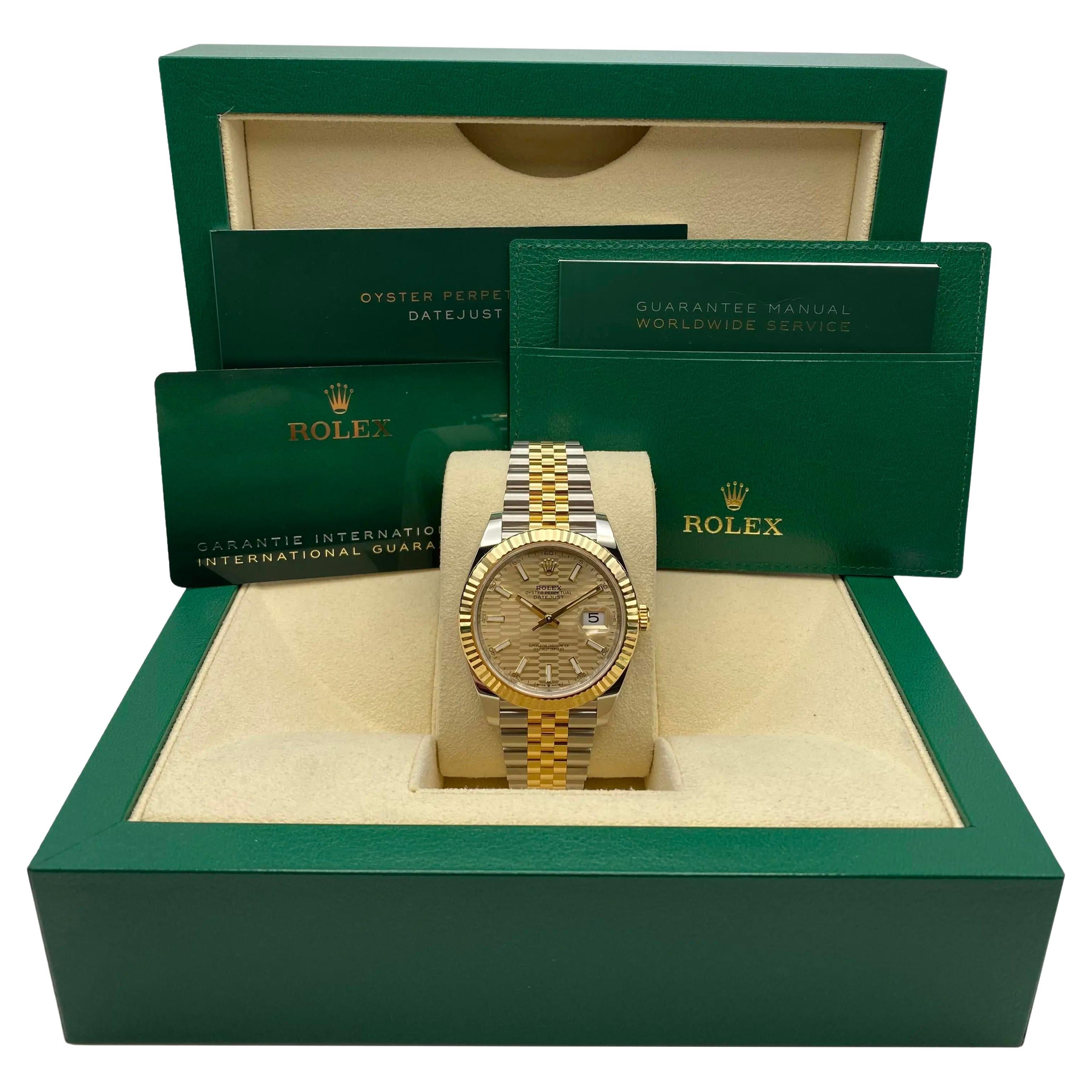 NUEVO Reloj Rolex Datejust 41mm Oro Amarillo Acero Esfera Motivo Champaña 126333 B&P