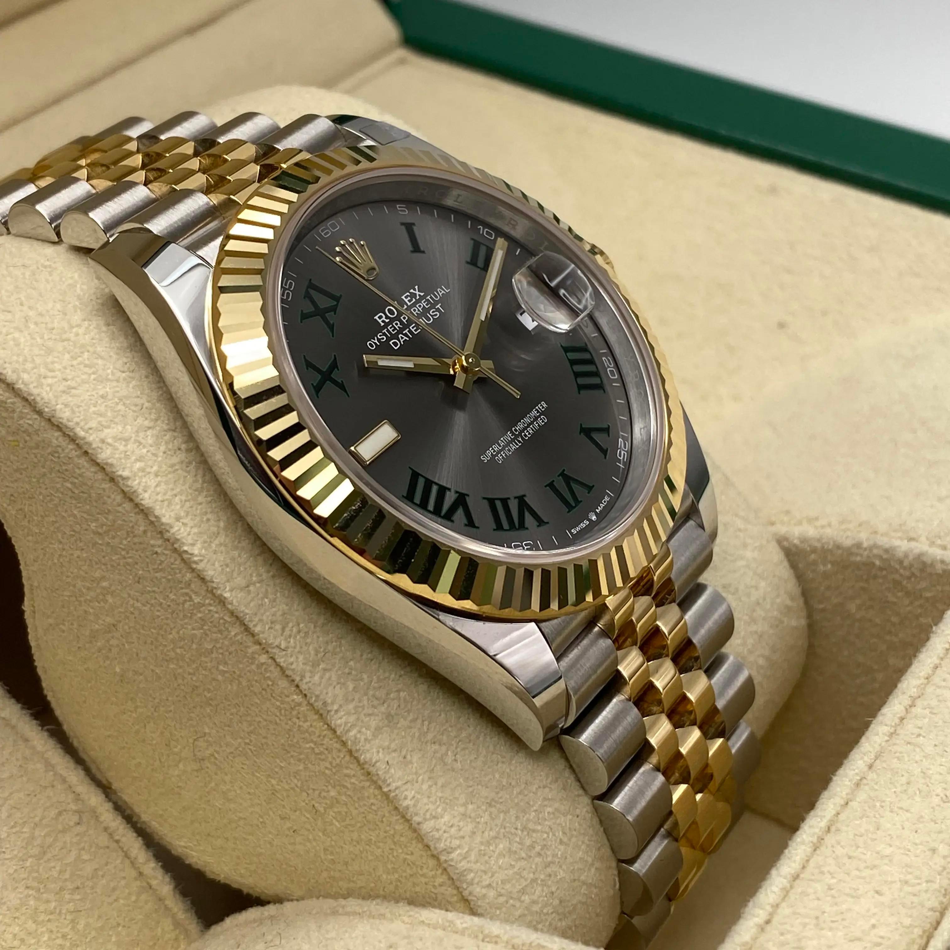 Men's NEW Rolex Datejust 126333 Yellow Gold Steel Wimbledon Dial Automatic Watch B&P For Sale