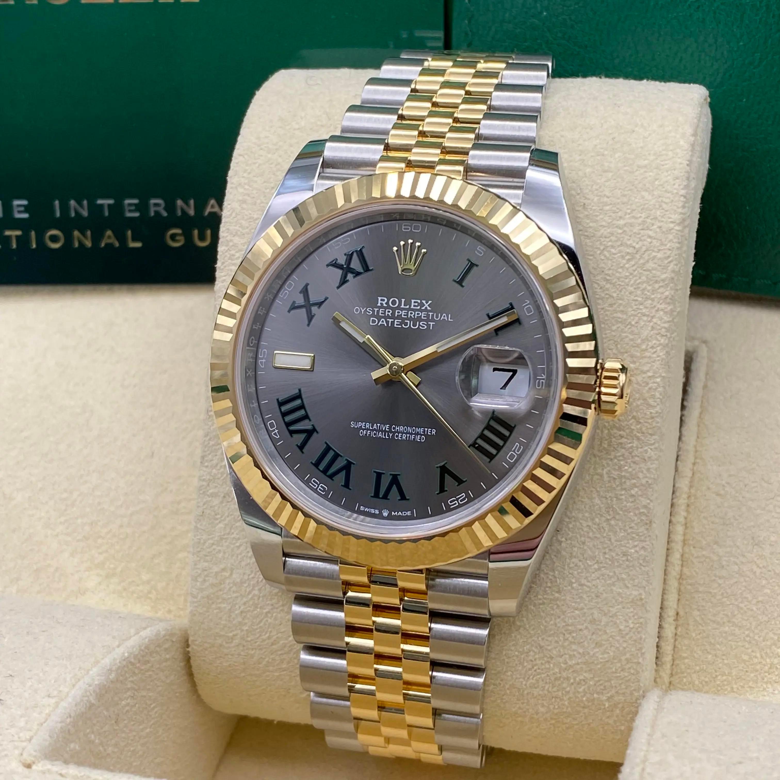 NEW Rolex Datejust 126333 Yellow Gold Steel Wimbledon Dial Automatic Watch B&P For Sale 1