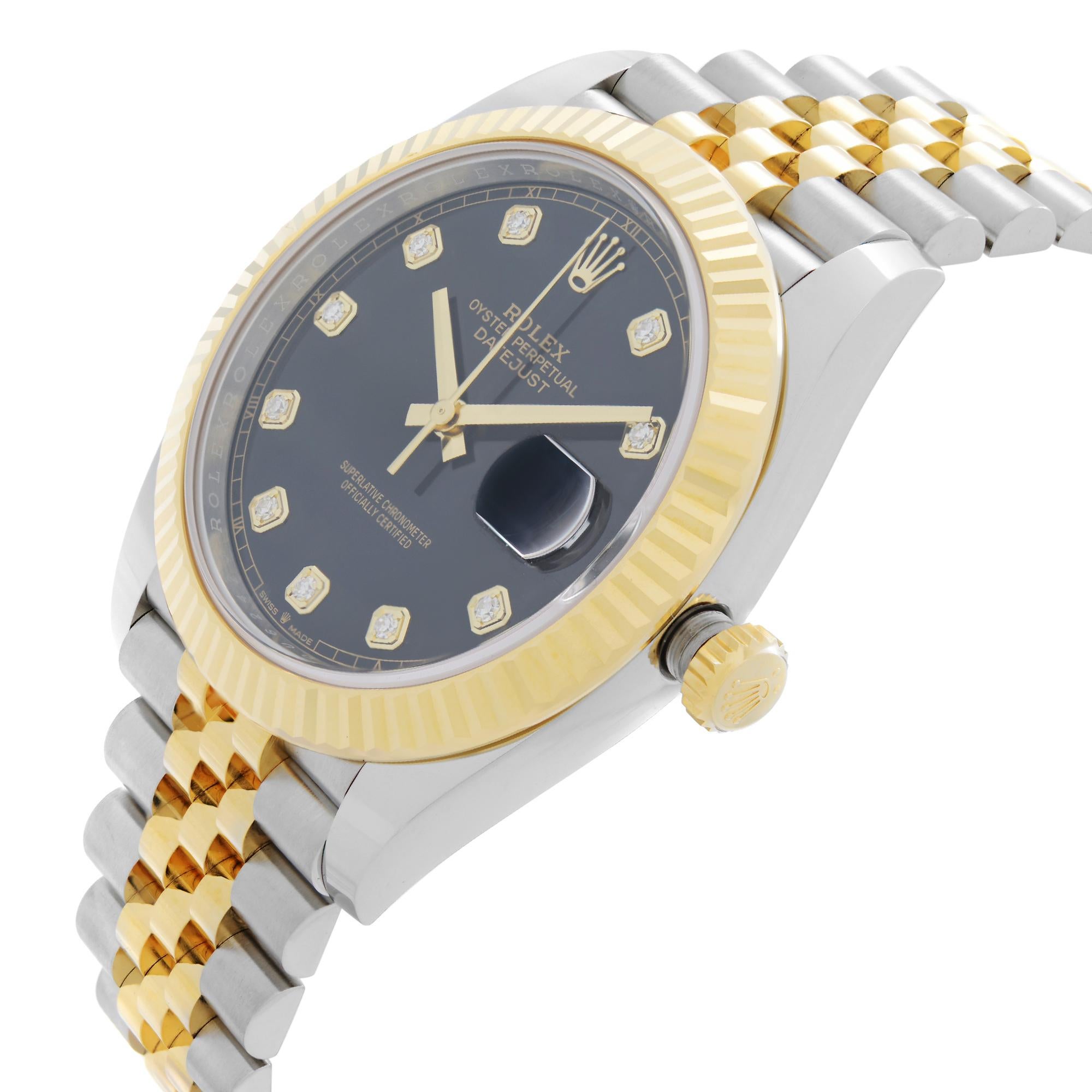 Men's NEW Rolex Datejust 18k Yellow Gold Steel Black Dial Mens Automatic Watch 126333 For Sale