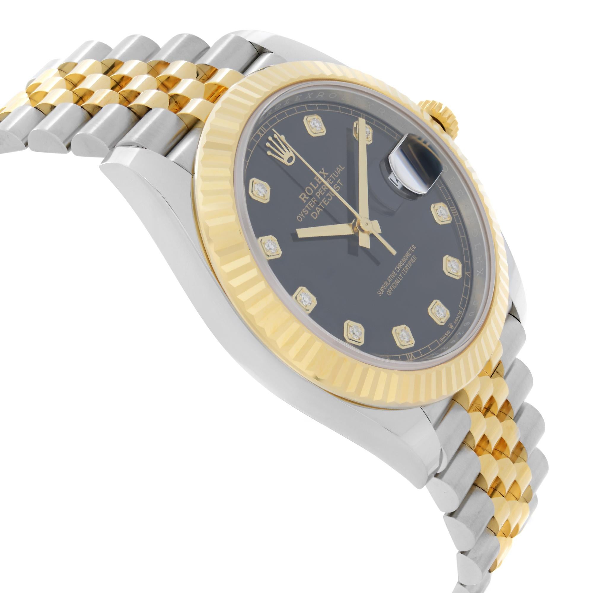 NEW Rolex Datejust 18k Yellow Gold Steel Black Dial Mens Automatic Watch 126333 en vente 1