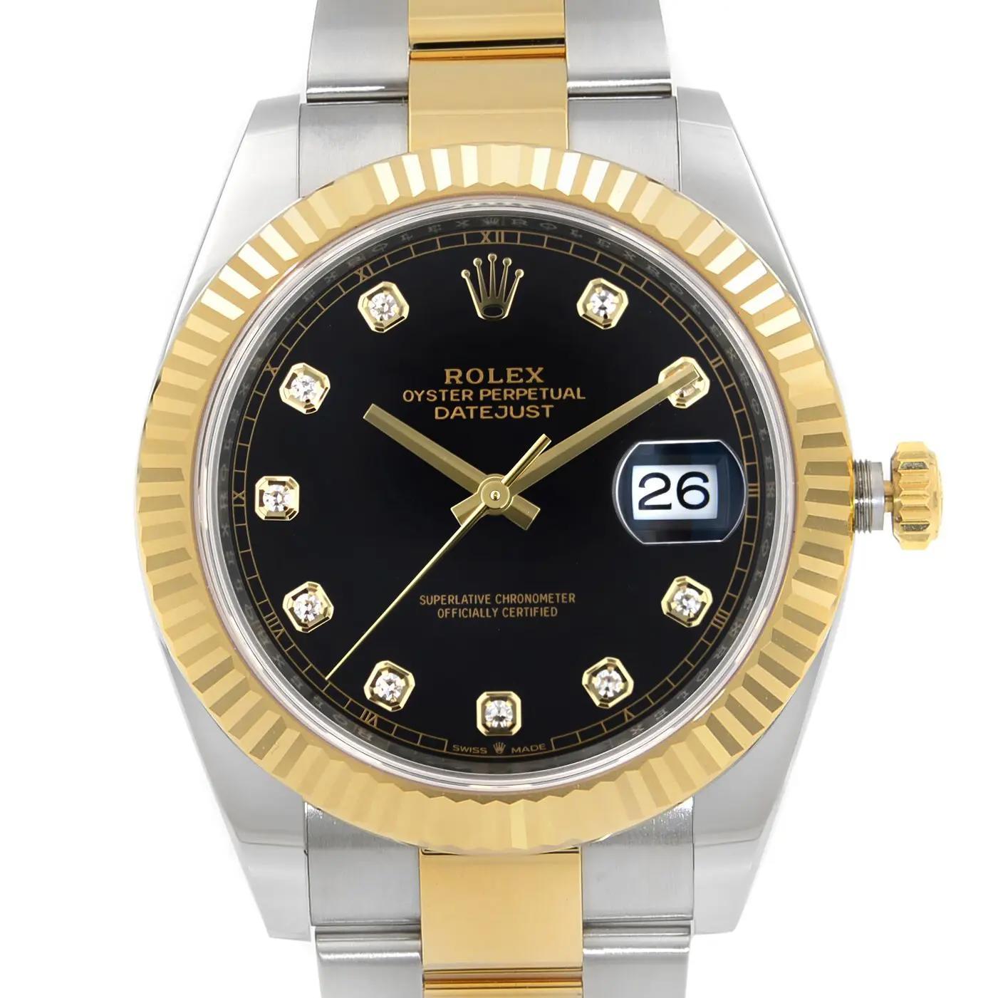 NEW Rolex Datejust 18k Yellow Gold Steel Black Dial Mens Automatic Watch 126333 3