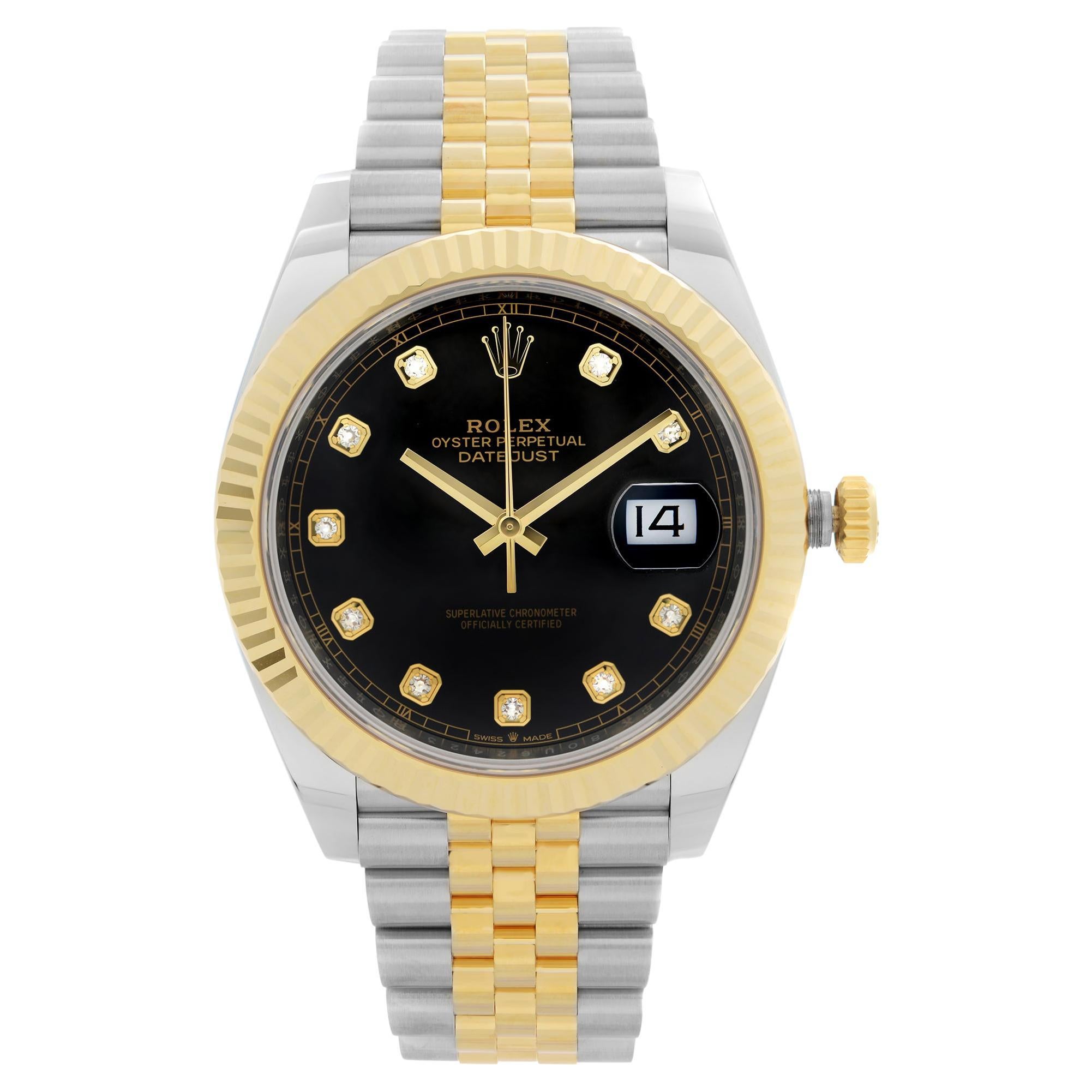 NEW Rolex Datejust 18k Yellow Gold Steel Black Dial Mens Automatic Watch 126333 en vente