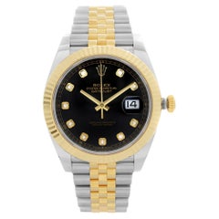 NUEVO Rolex Datejust 18k Oro Amarillo Acero Esfera Negra Hombre Reloj Automático 126333