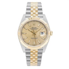 NEW Rolex Datejust 18K Yellow Gold Steel Champagne Motif Dial Watch 126333