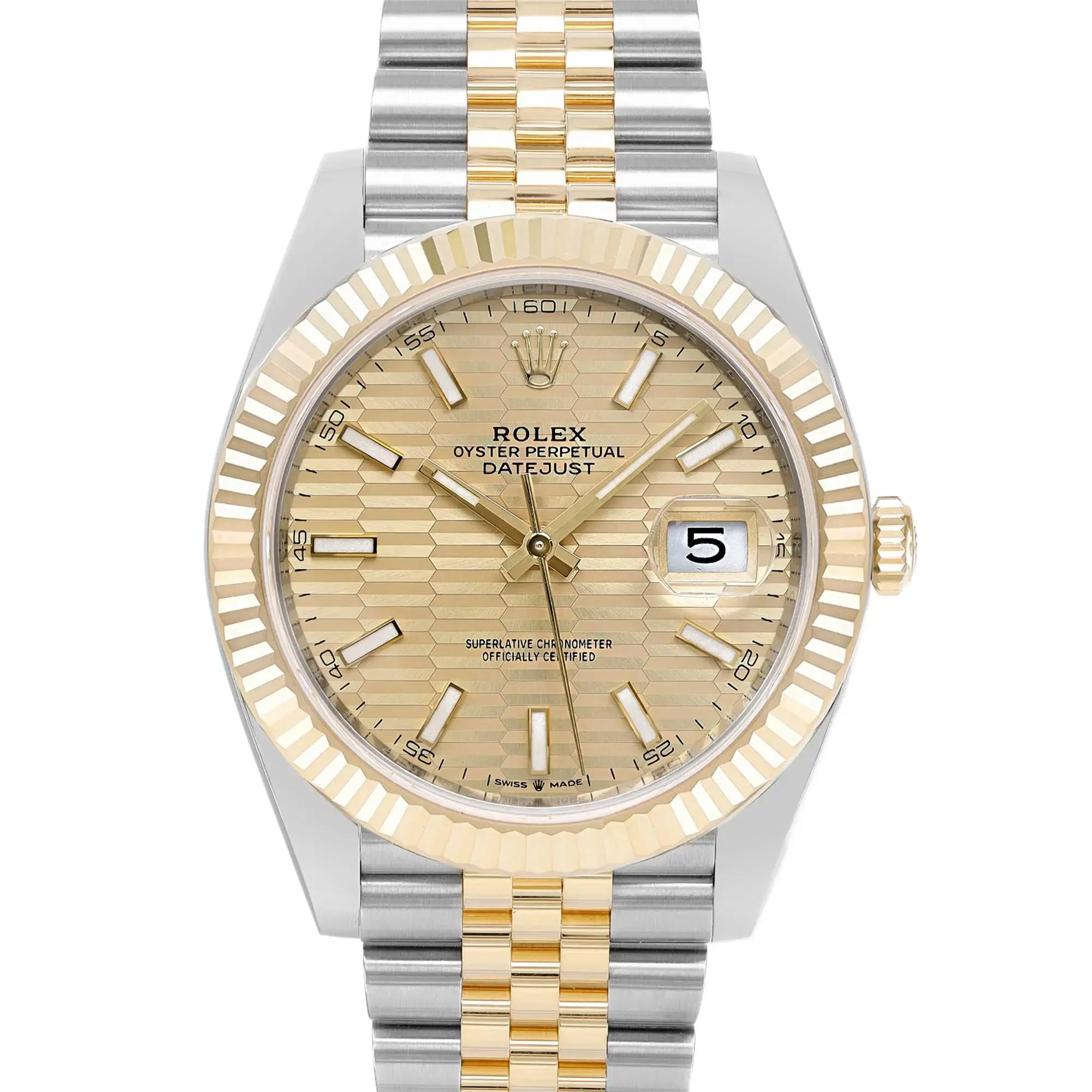 Rolex Datejust 18K Gelbgold Stahl-Uhr mit Champagner-Motiv Zifferblatt 126333, NEU, NEU im Zustand „Neu“ in New York, NY