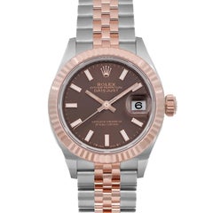New Rolex Datejust 28mm 18K Rose Gold Steel Chocolate Dial Ladies Watch 279171