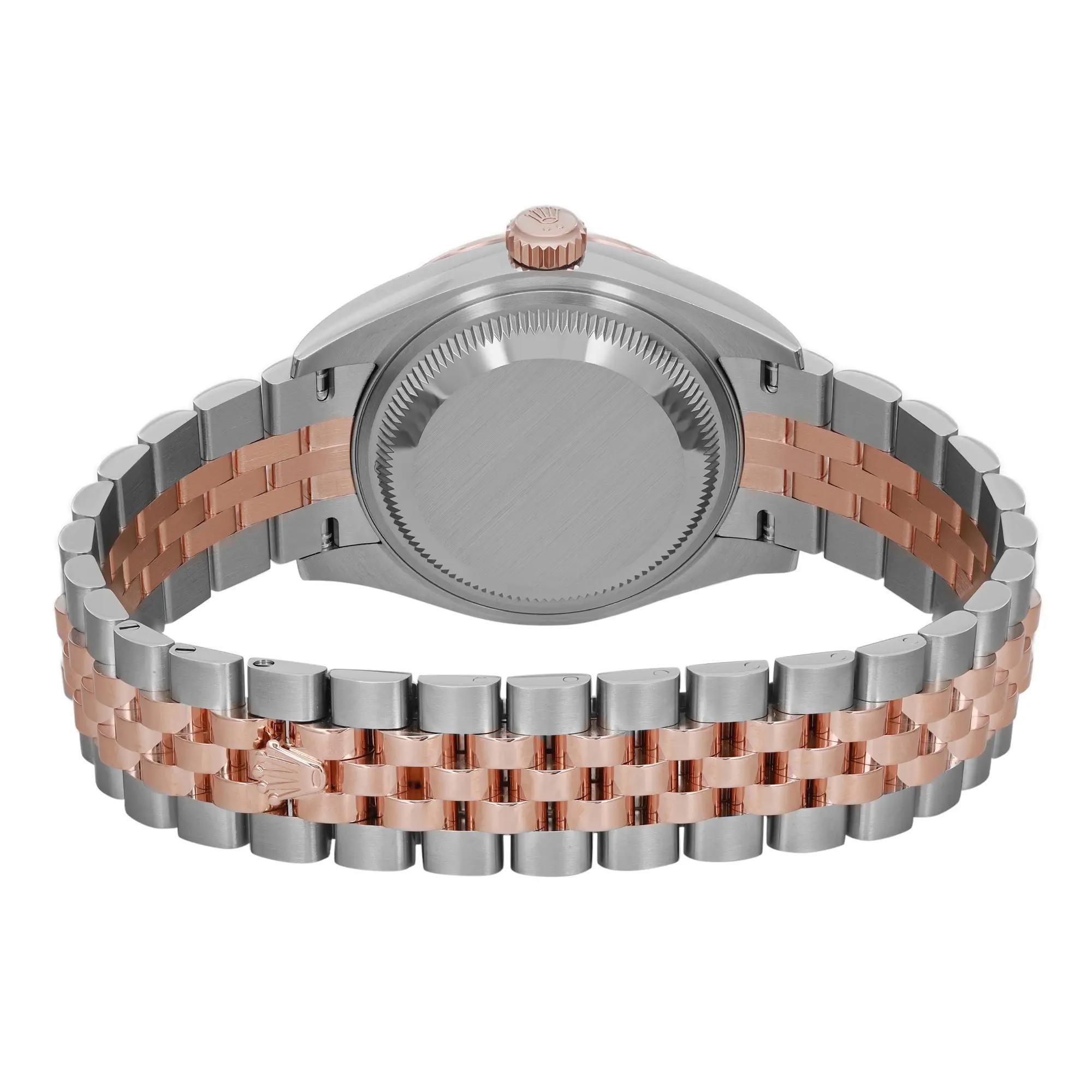 New Rolex Datejust 28mm 18K Rose Gold Steel Chocolate Dial Ladies Watch 279171 In New Condition For Sale In New York, NY