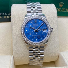 New Rolex Datejust 31mm 18K White Gold Diamond Blue Dial Ladies Watch 278384RBR