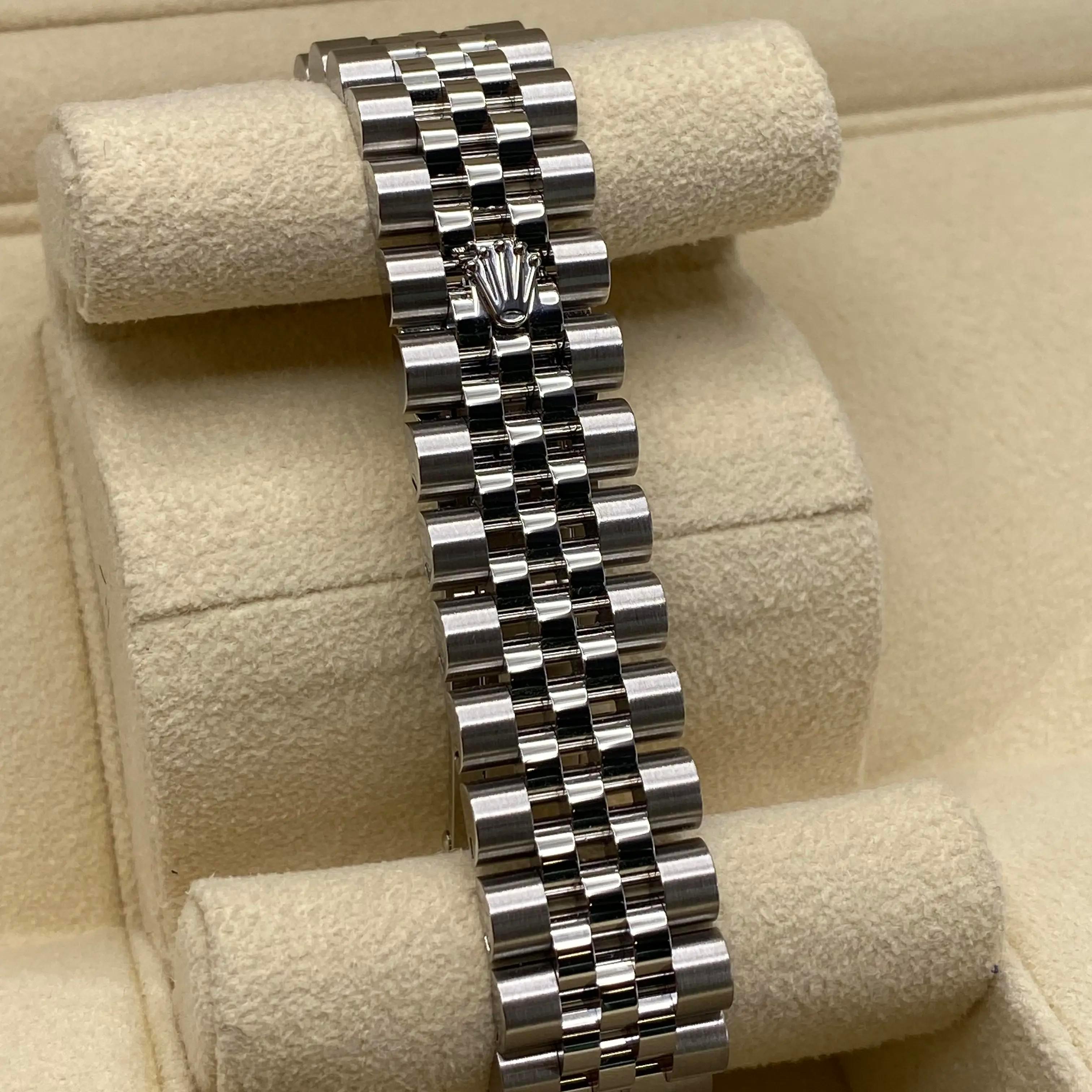 New Rolex Datejust 31mm 18K White Gold Diamond Blue Dial Ladies Watch 278384RBR For Sale 2