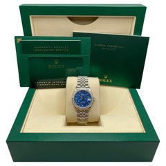 Rolex Montre Datejust 31 mm en or blanc 18 carats avec cadran bleu et diamants, pour femmes 278384RBR
