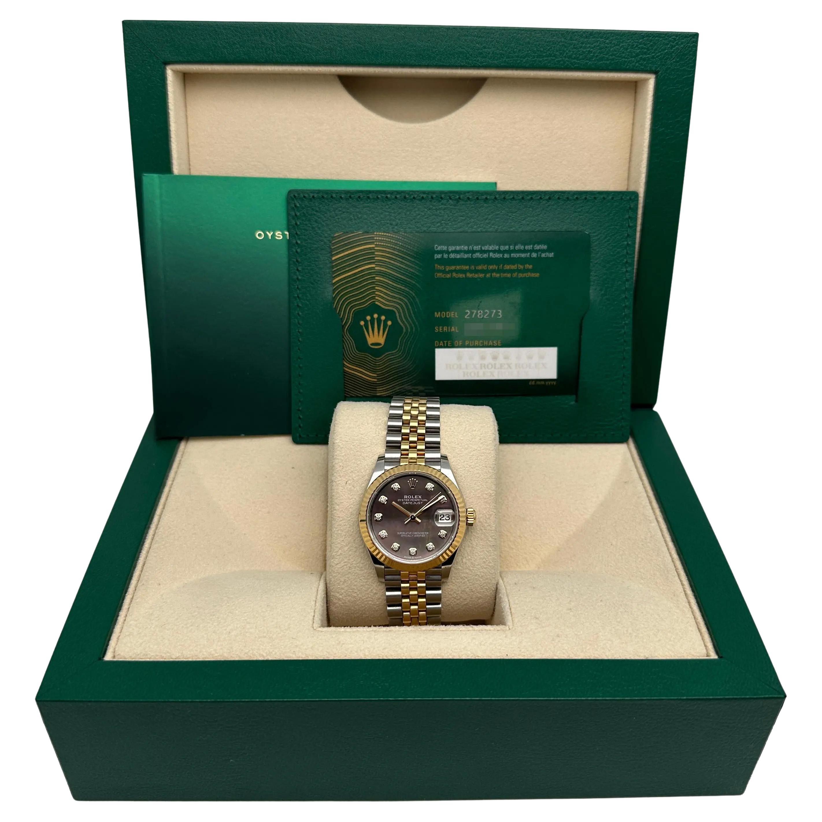 NEW Rolex Datejust 31mm 278273 Diamond Gray MOP Dial Ladies Watch Box Paper in vendita