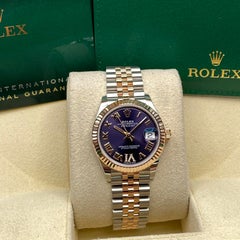 New Rolex Datejust 31mm Rose Gold Steel Aubergine Dial Ladies Watch 278271