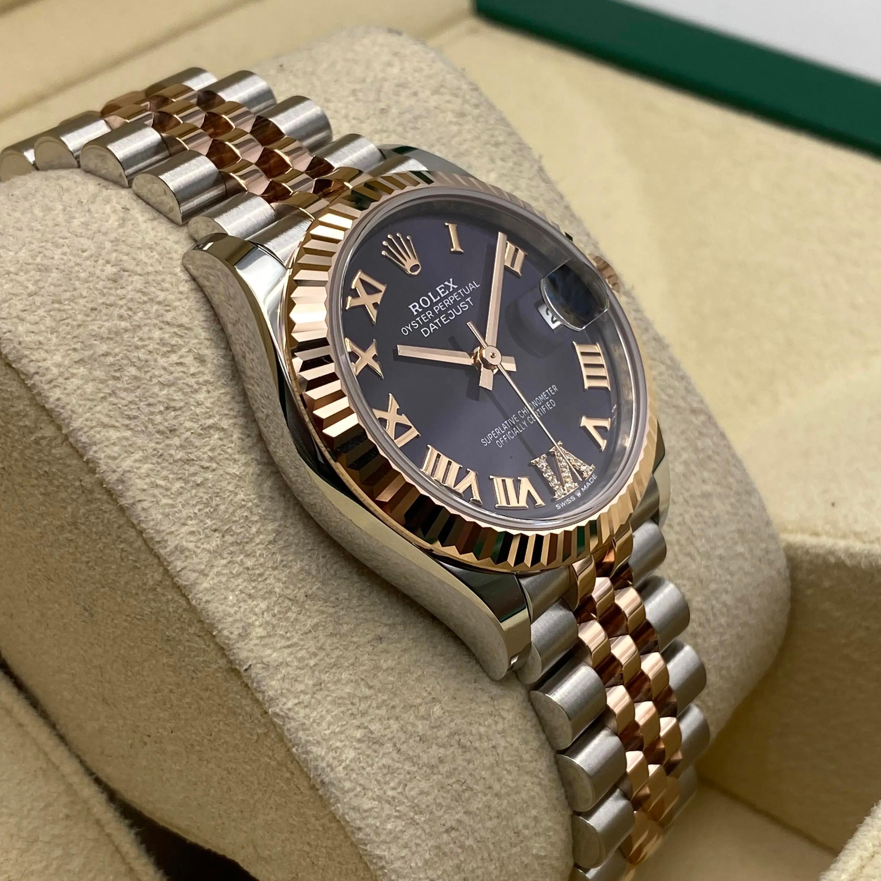 Women's New Rolex Datejust 31mm Rose Gold Steel Aubergine Dial Ladies Watch 278271 For Sale