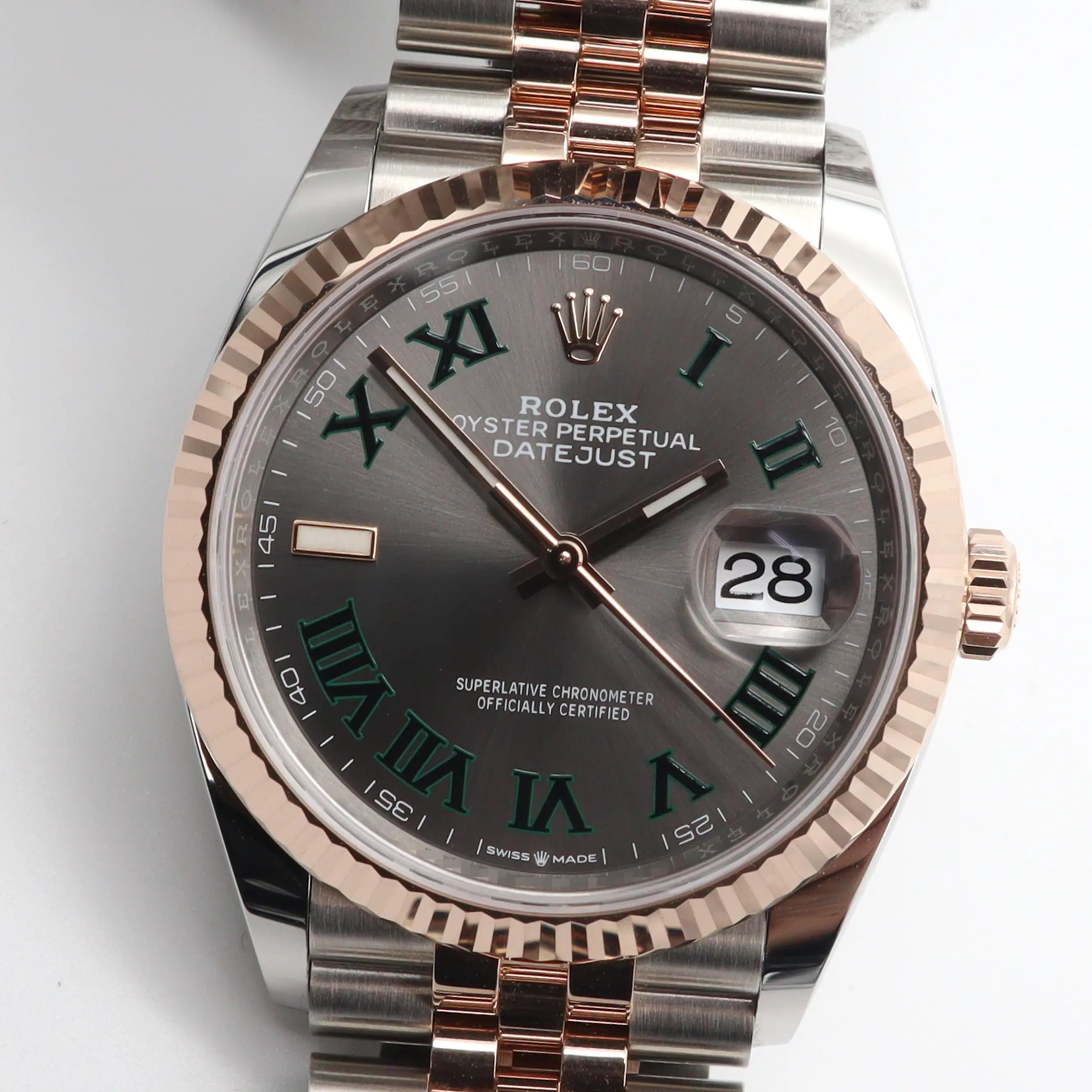 NEW Rolex Datejust 36 18k Rose Gold Steel Slate Wimbledon Dial Mens Watch 126231 For Sale 1