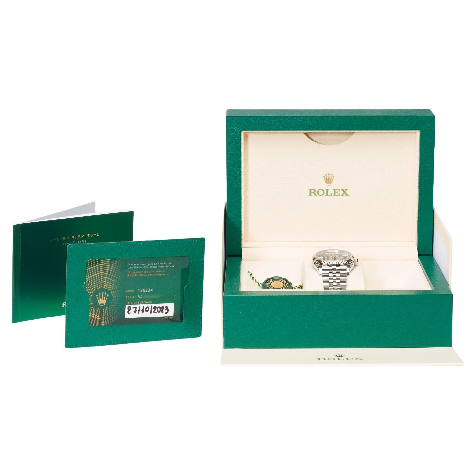Neu Rolex Datejust 36 in Stahl und Weißgold, mintgrünes Zifferblatt, Jubiläumsarmband im Angebot