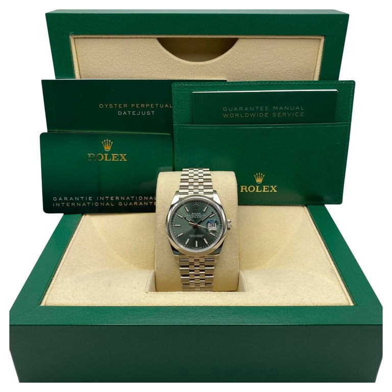 NUOVO Rolex Datejust 36mm 126200 Acciaio Quadrante Verde Menta