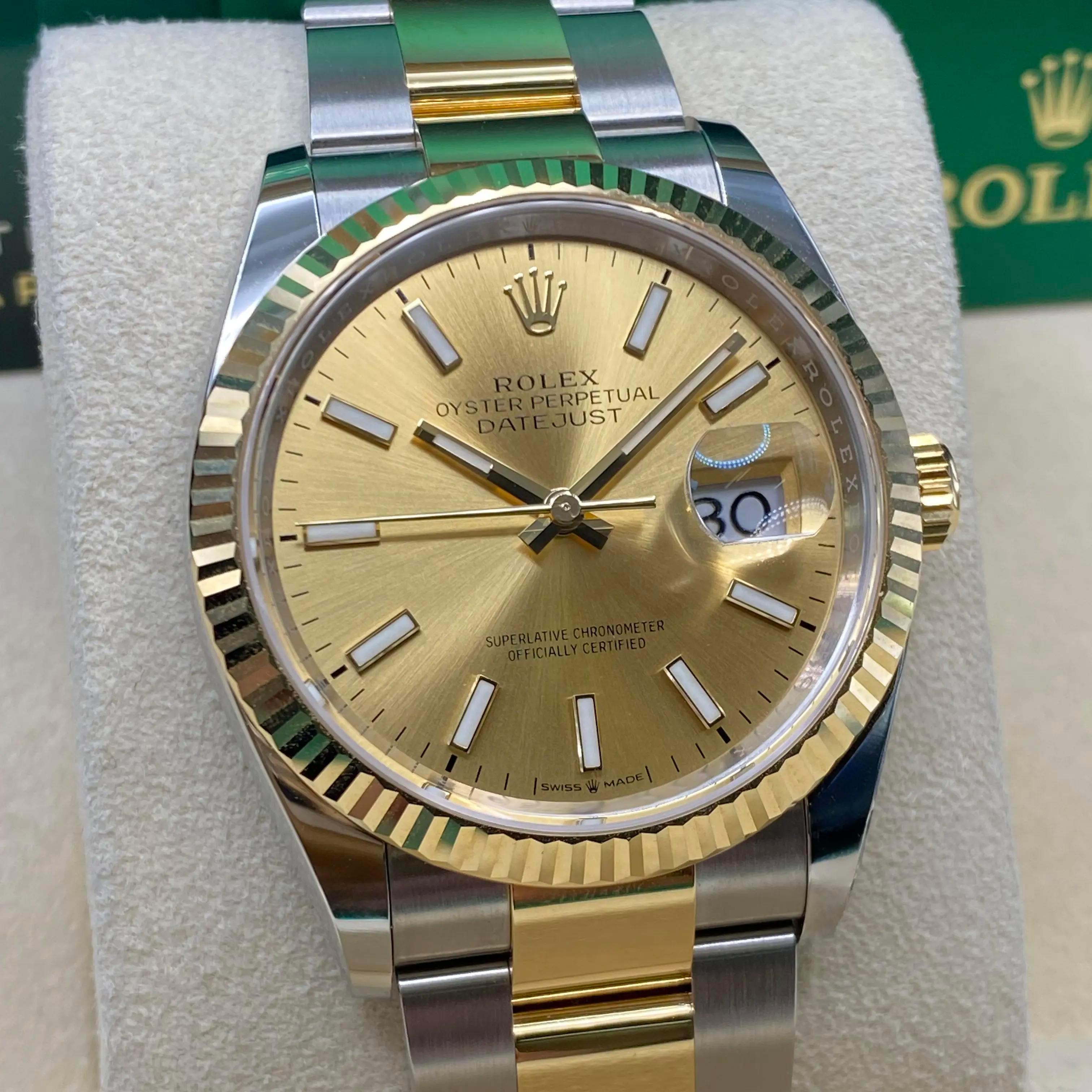 NEW Rolex Datejust 36mm 126233 Steel Yellow Gold Champagne Dial Watch B&P For Sale 1