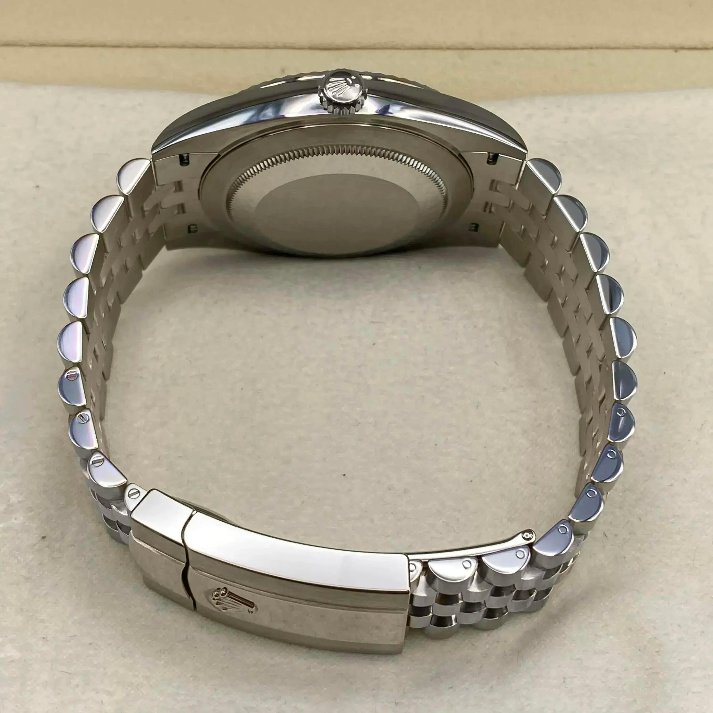 NEW Rolex Datejust 36mm 126234 Fluted Jubilee White Gold Steel Blue Dial Watch For Sale 3