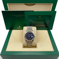 NEW Rolex Datejust 36mm Steel White Gold Blue Motif Dial Jubilee Watch 126234
