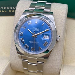 New Rolex Datejust 41 126300 Steel Blue Roman Dial Automatic Mens Watch B&P