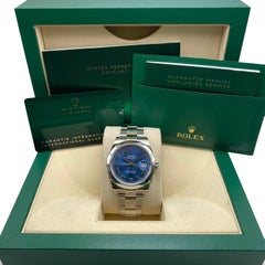 Neu Rolex Datejust 41 126300 Stahlblaue Automatik-Herrenuhr mit römischem Zifferblatt B&P