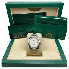 New Rolex Datejust 41 126300 Steel White Roman Dial Oyster Automatic Watch B&P