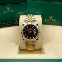 NEW Rolex Datejust 41 126333 18K Yellow Gold Steel Black Dial Watch B&P