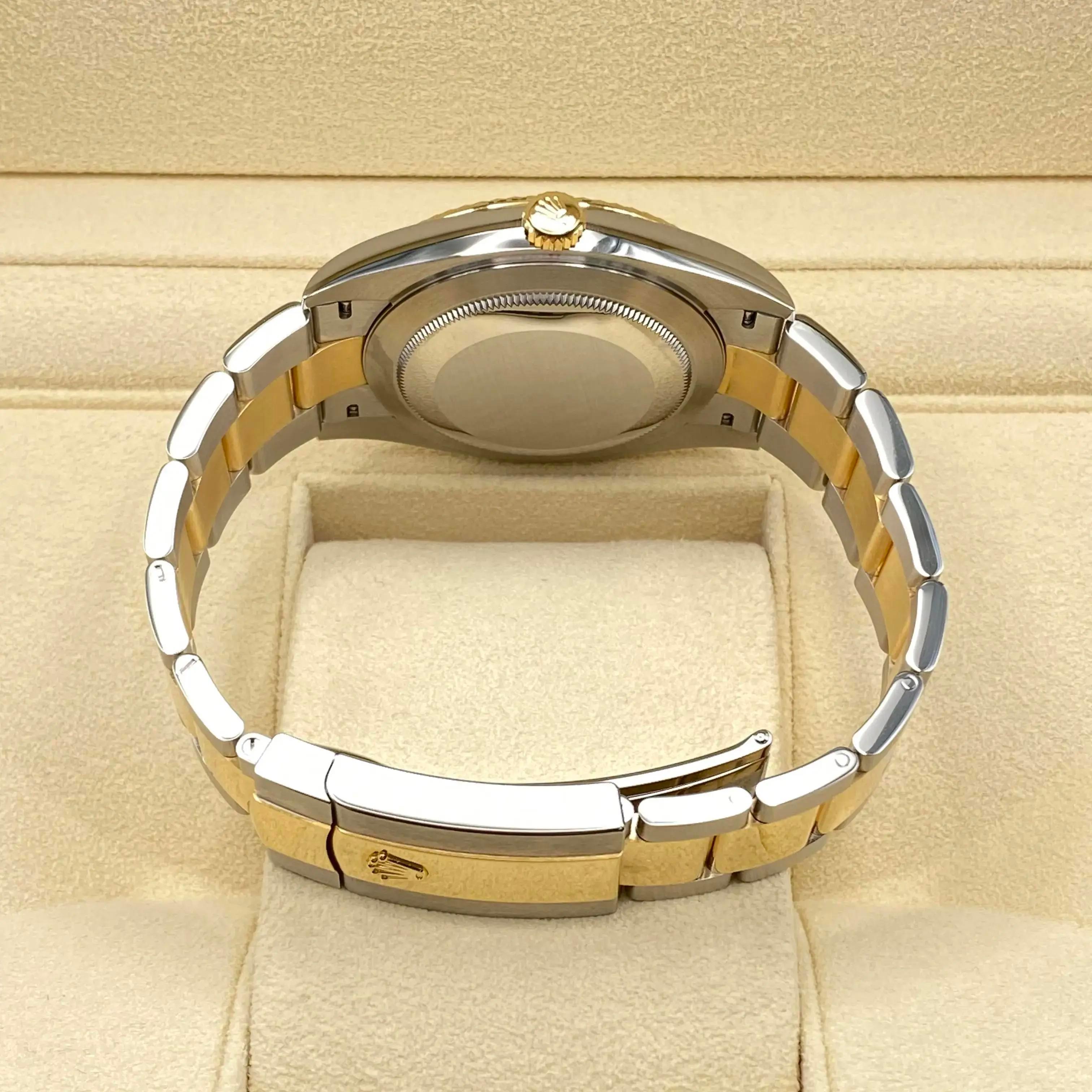 New Rolex Datejust 41 126333 Gold Steel White Stick Dial Automatic Watch B&P For Sale 2