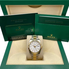 Rolex Montre Datejust 41 126333 avec cadran bâton blanc en acier et or, neuve avec étiquette