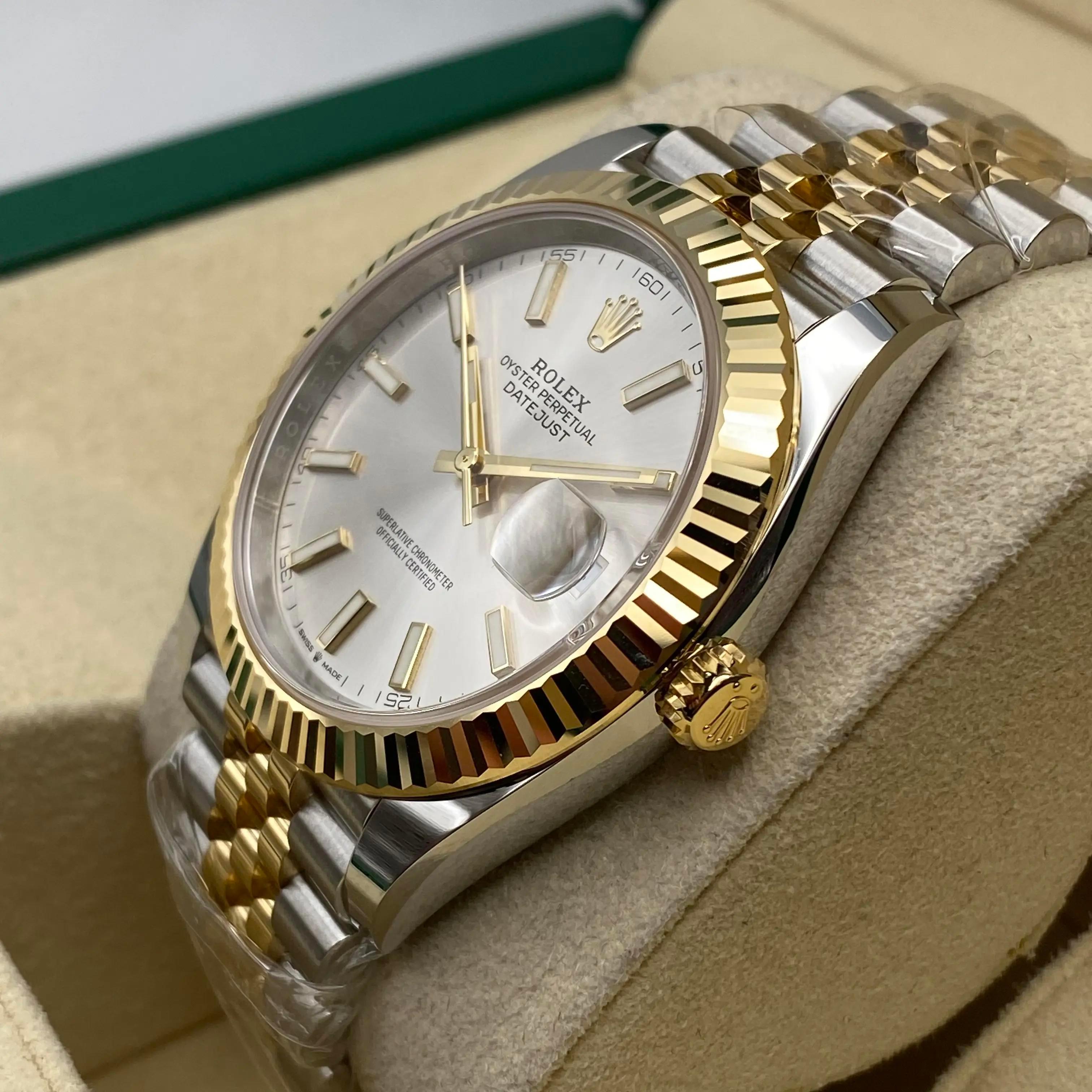 NEW Rolex Datejust 41 126333 Yellow Gold Steel Silver Dial Automatic Watch B&P For Sale 1