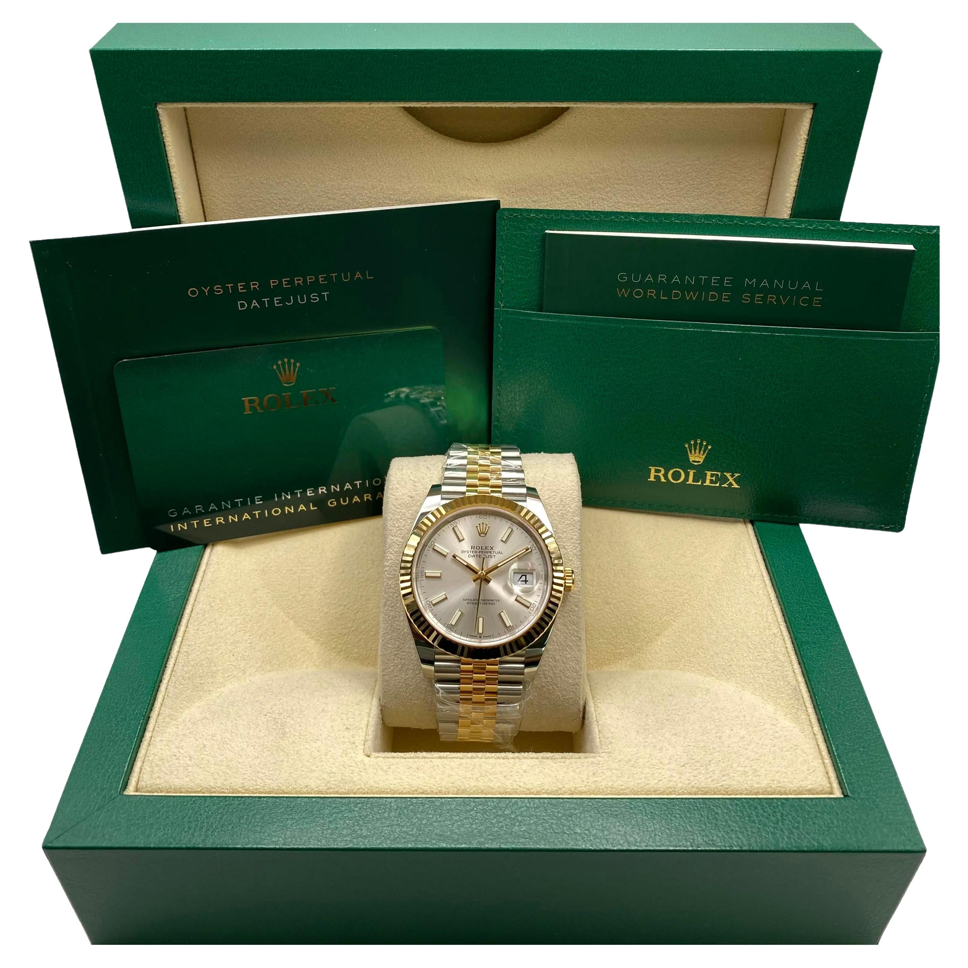 NEW Rolex Datejust 41 126333 Yellow Gold Steel Silver Dial Automatic Watch B&P