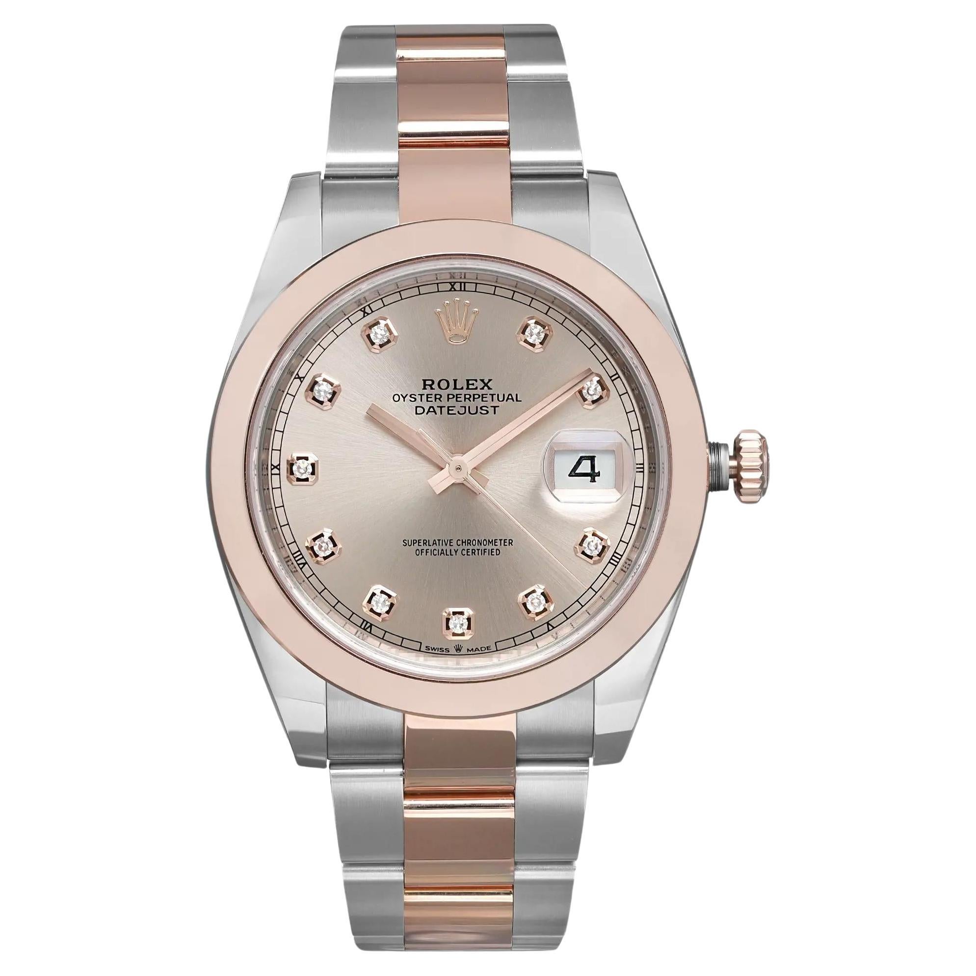 NEW Rolex Datejust 41 18K Rose Gold Steel Diamond Sundust Dial Mens Watch 126301 For Sale